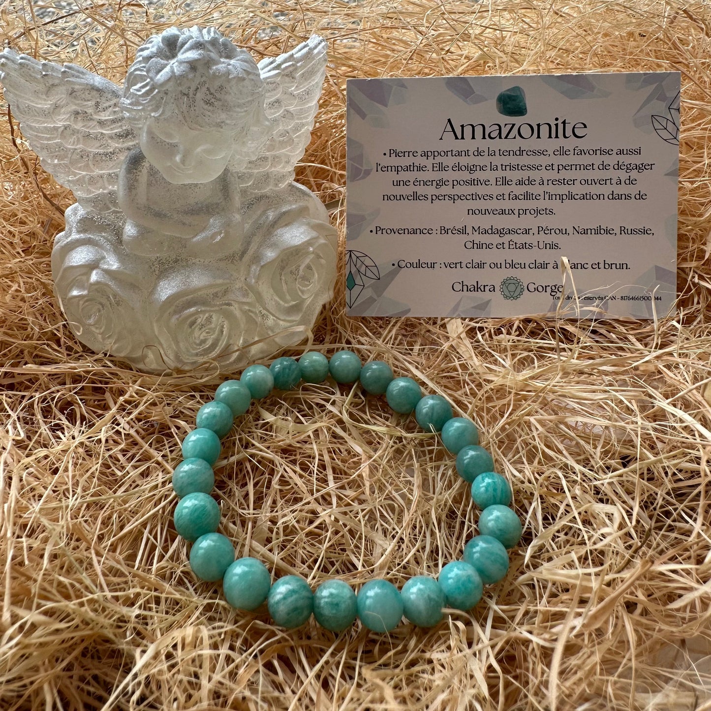 Bracelet boule 8 mm amazonite Pérou AA