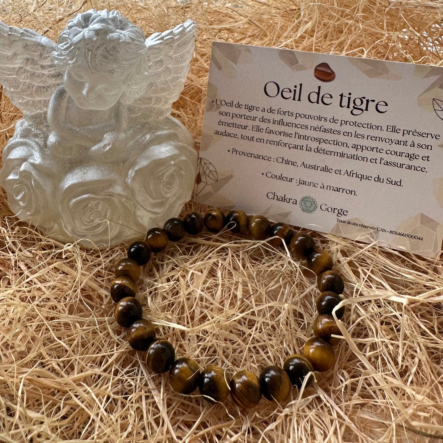 Bracelet boule 8 mm œil de tigre AA