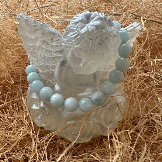 Bracelet boule 8 mm aigue marine Namibie A+