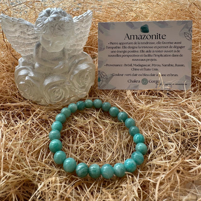Bracelet boule 8 mm amazonite Pérou AA