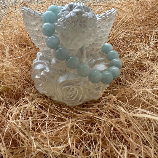 Bracelet boule 10 mm aigue marine Namibie A