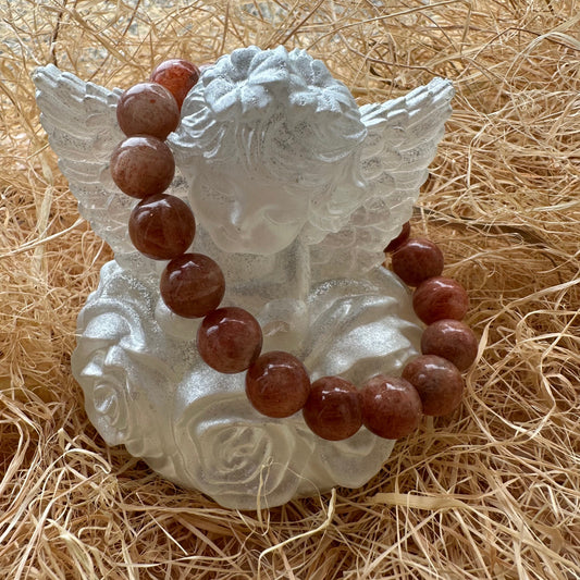 Bracelet boule 10 mm pierre de soleil A (10,5 - 11,5 mm)