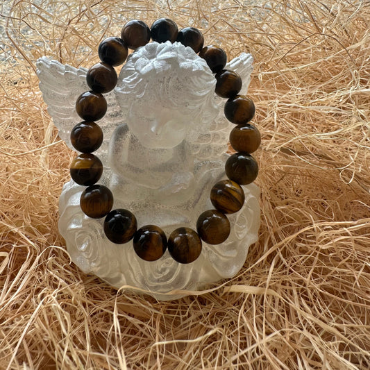 Bracelet boule 10 mm œil de tigre AA