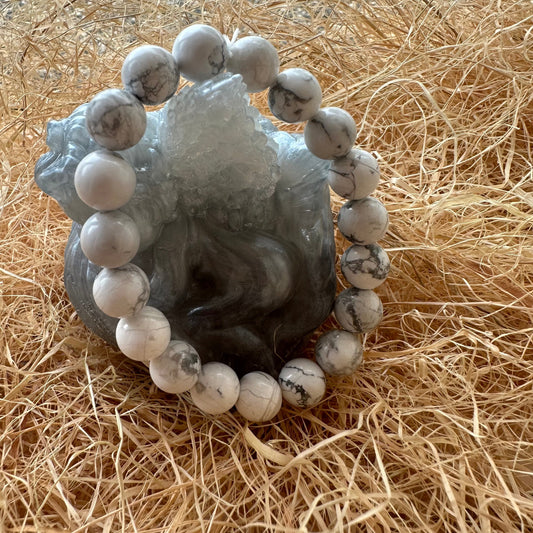 Bracelet boule 10 mm howlite blanche A