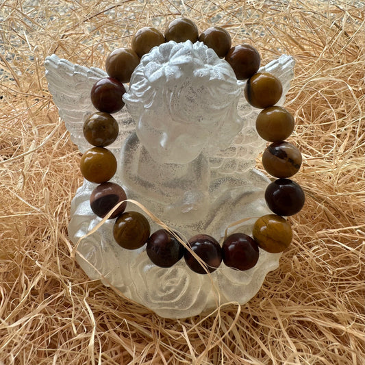 Bracelet boule 10 mm jaspe mokaïte A